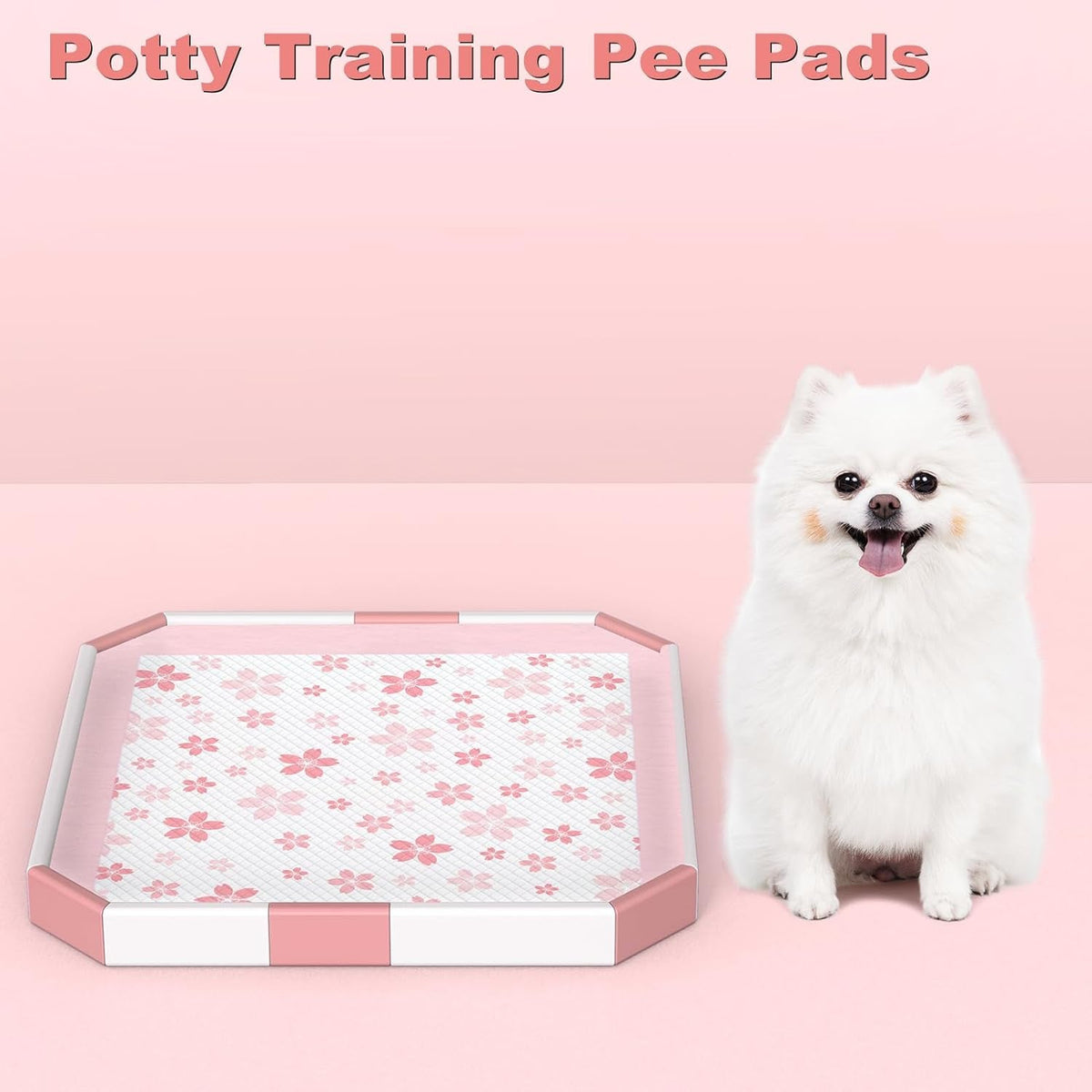 Dog & Small Pet Training Pads 22x22 Leak Proof Quick Dry 50 Count Pink