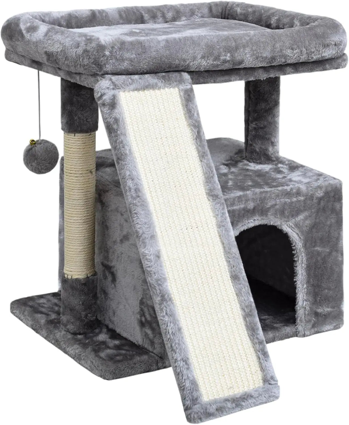 Small Cat Tree for Indoor Cats, Cat Tower with Scratching Post and Board, Cat House with Perch for Kitten, Stable Condo and Stan