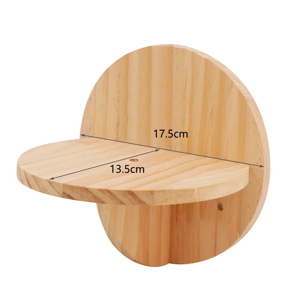 Cat Wall Mounted Climbing Wood Furniture Stairway with Hammock Cats Platform and Scratching Post for Kitten Playing and Rest