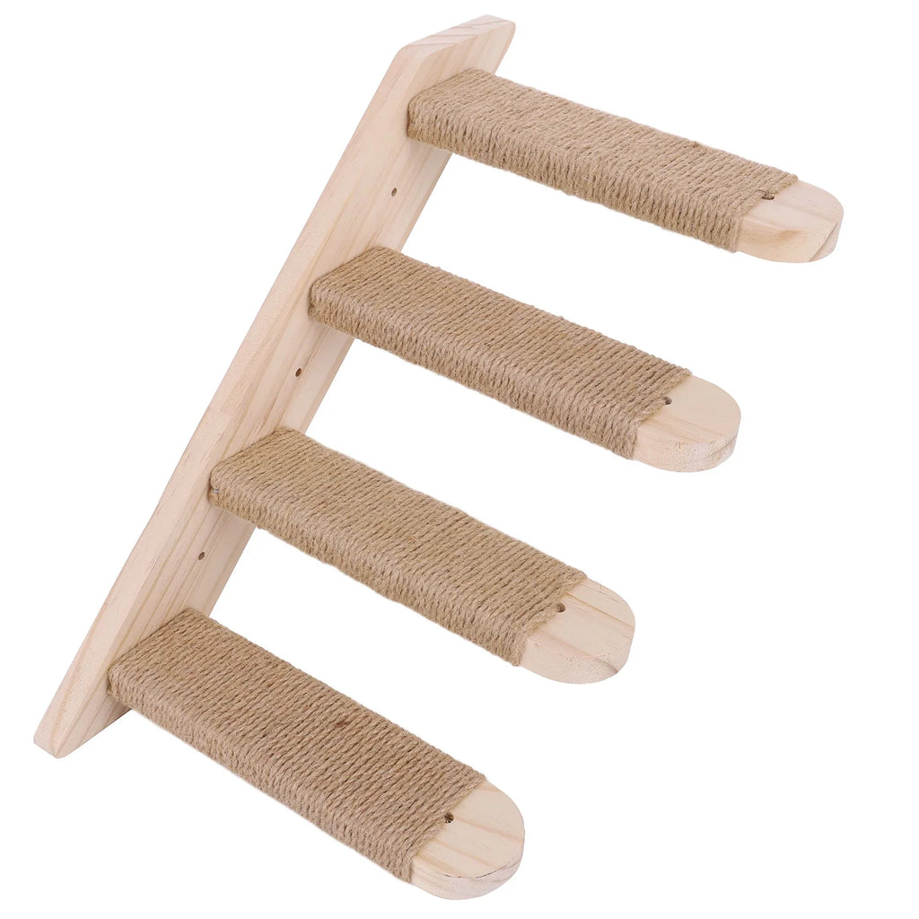 Cat Climbing Shelf Wall Mounted Cat Climbing Ladder Four Step Cat Climbing Frame Cat Tree Supplies