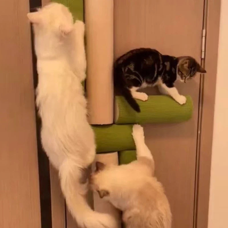 Self Adhesive Cats Scratching Post Wear Resistant Space Saving Cat Scratch Board Wall Mounted Cylinder Pet Furniture