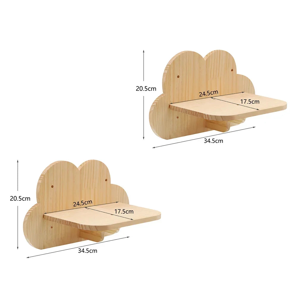 Cat Wall Mounted Climbing Wood Furniture Stairway with Hammock Cats Platform and Scratching Post for Kitten Playing and Rest