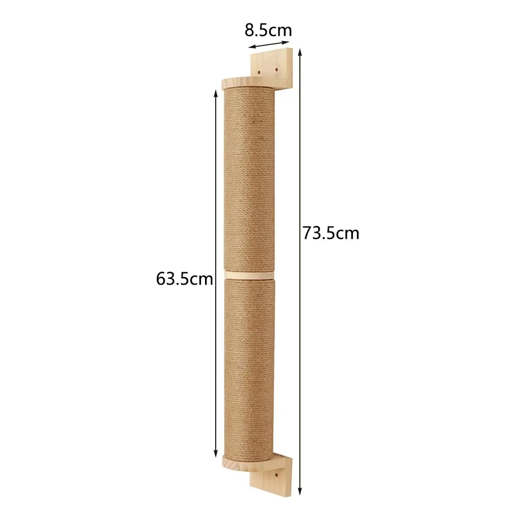 Cat Wall Mounted Climbing Wood Furniture Stairway with Hammock Cats Platform and Scratching Post for Kitten Playing and Rest