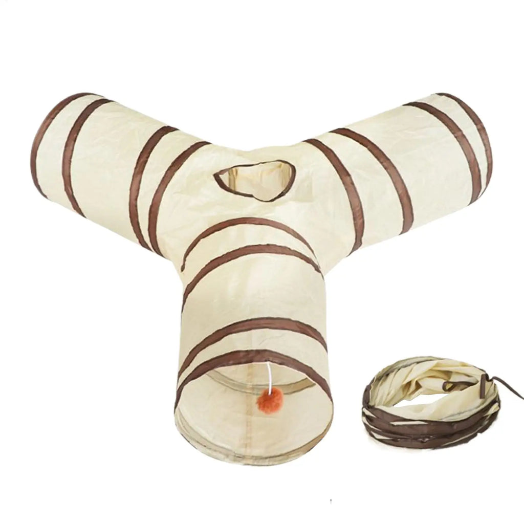 Cat Tubes and Tunnels 3-Way Kitten Tunnel Tube Cat Toys Pet Supplies with Peek Hole Ball for Indoor Kitten Small Animal Rabbit