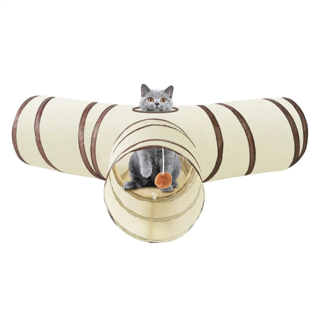 Cat Tubes and Tunnels 3-Way Kitten Tunnel Tube Cat Toys Pet Supplies with Peek Hole Ball for Indoor Kitten Small Animal Rabbit
