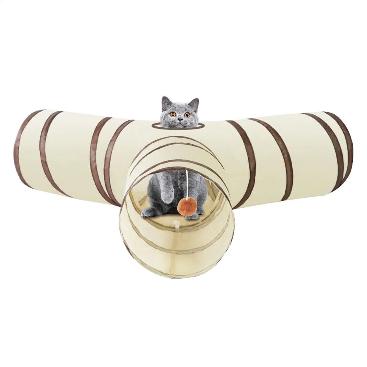 Cat Tubes and Tunnels 3-Way Kitten Tunnel Tube Cat Toys Pet Supplies with Peek Hole Ball for Indoor Kitten Small Animal Rabbit