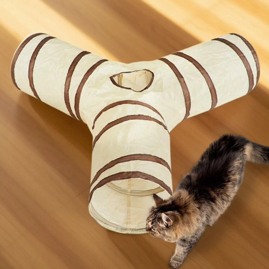 Cat Tubes and Tunnels 3-Way Kitten Tunnel Tube Cat Toys Pet Supplies with Peek Hole Ball for Indoor Kitten Small Animal Rabbit