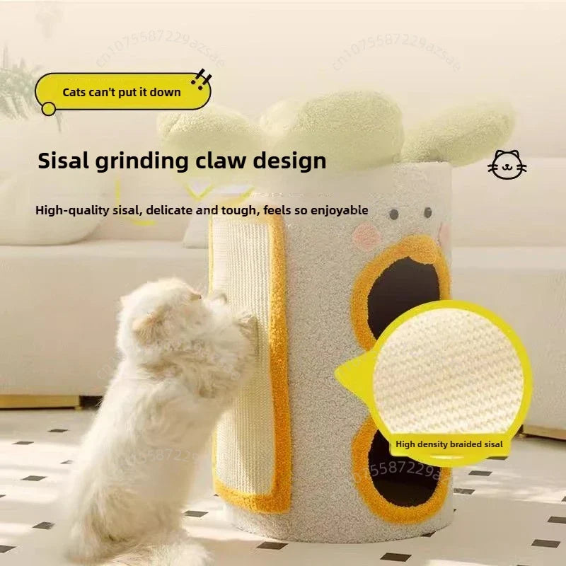 Sisal bucket cat nest Multi-layer cat climbing frame Winter warm tree hole cat nest Wear-resistant sisal scratching board
