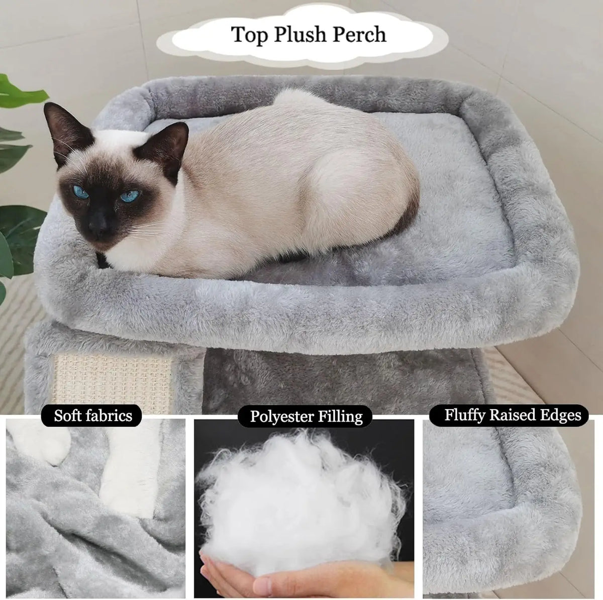 Small Cat Tree for Indoor Cats, Cat Tower with Scratching Post and Board, Cat House with Perch for Kitten, Stable Condo and Stan