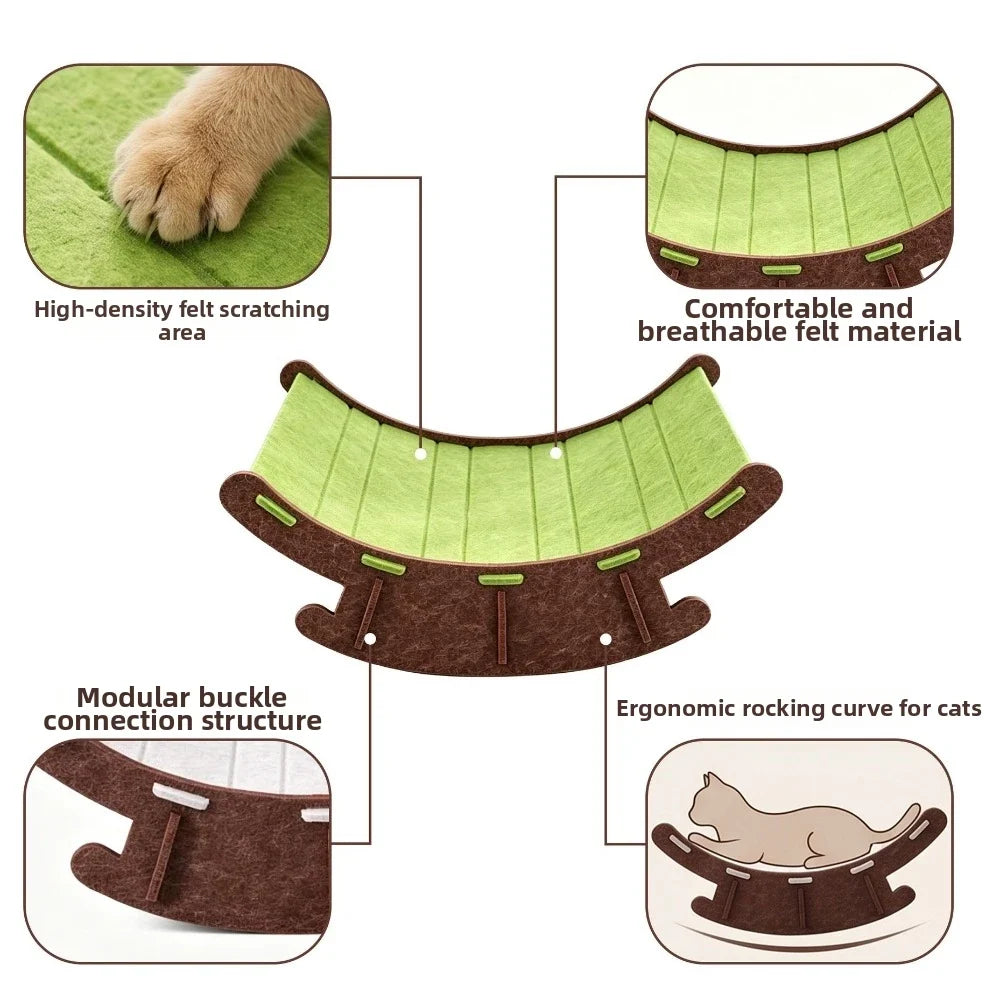 Pet Furniture Wear-Resistant Pet Rocker Bed Felt Elevated Cat Scratch Board Integrated Cat Lounge Chair Relieve Boredom