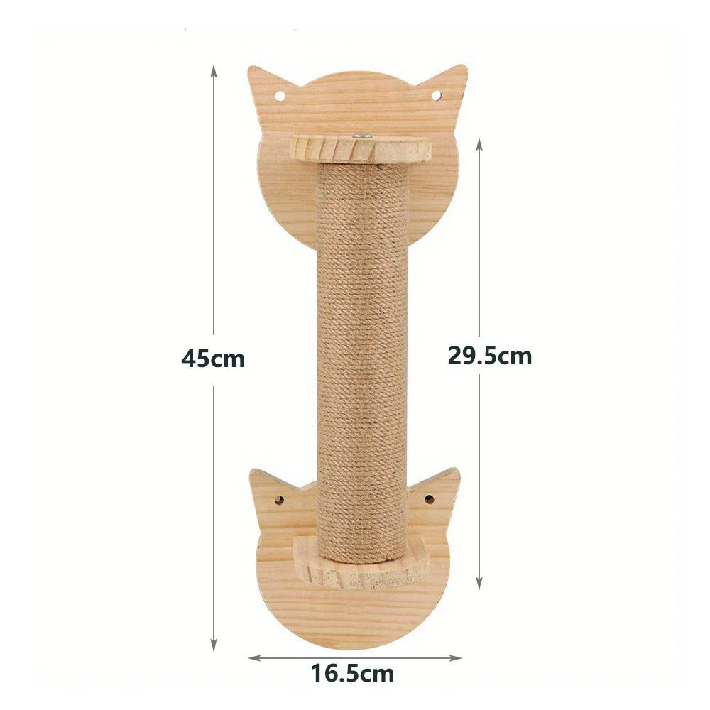 Cat Wall Mounted Climbing Wood Furniture Stairway with Hammock Cats Platform and Scratching Post for Kitten Playing and Rest