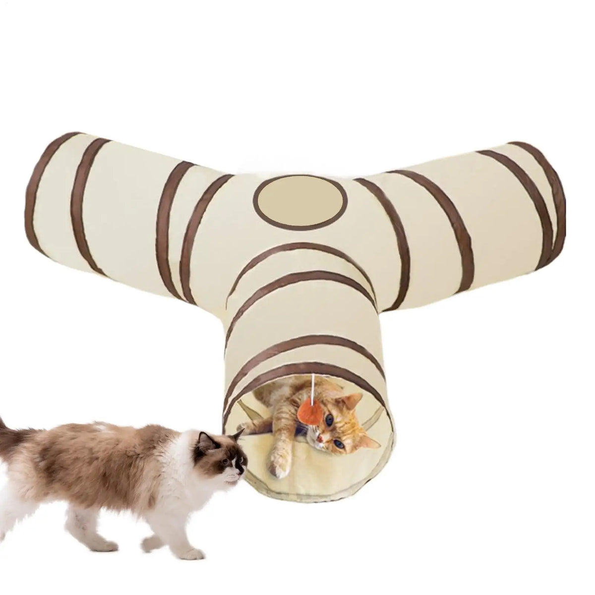 Cat Tubes and Tunnels 3-Way Kitten Tunnel Tube Cat Toys Pet Supplies with Peek Hole Ball for Indoor Kitten Small Animal Rabbit