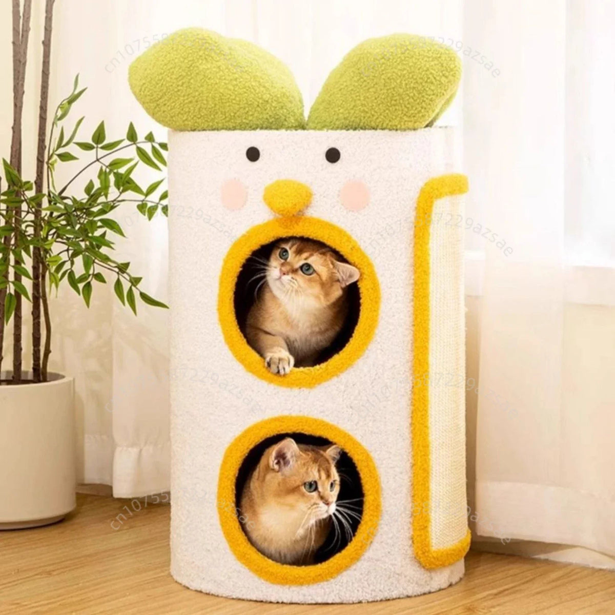 Sisal bucket cat nest Multi-layer cat climbing frame Winter warm tree hole cat nest Wear-resistant sisal scratching board