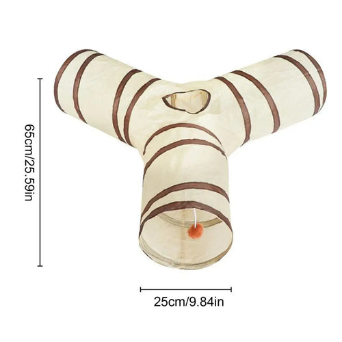 Cat Tubes and Tunnels 3-Way Kitten Tunnel Tube Cat Toys Pet Supplies with Peek Hole Ball for Indoor Kitten Small Animal Rabbit