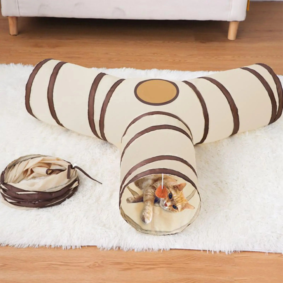 Cat Tubes and Tunnels 3-Way Kitten Tunnel Tube Cat Toys Pet Supplies with Peek Hole Ball for Indoor Kitten Small Animal Rabbit