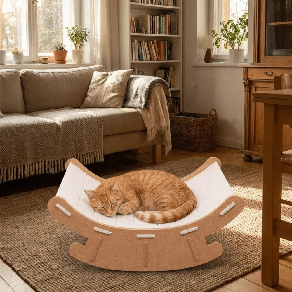 Pet Furniture Wear-Resistant Pet Rocker Bed Felt Elevated Cat Scratch Board Integrated Cat Lounge Chair Relieve Boredom