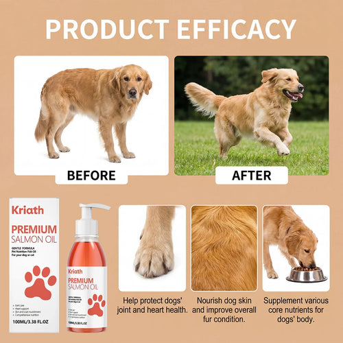 100ml Premium Salmon Oil for Dogs Omega 3 Fish Oil Liquid Supplement for Shiny Coat Dry Skin Relief Joint & Heart Care