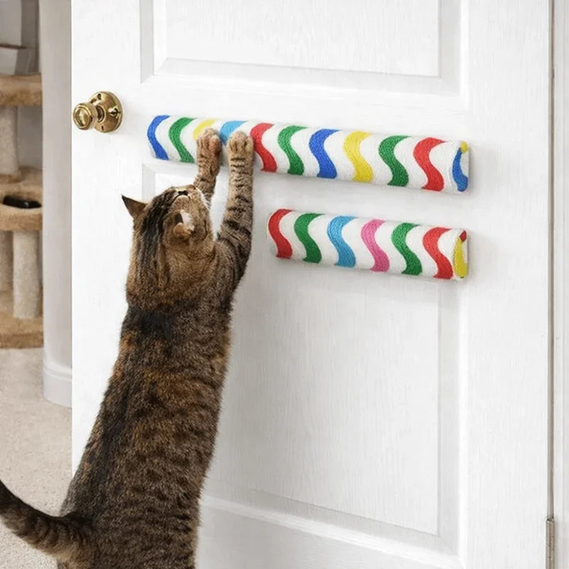 Self Adhesive Cats Scratching Post Wear Resistant Space Saving Cat Scratch Board Wall Mounted Cylinder Pet Furniture