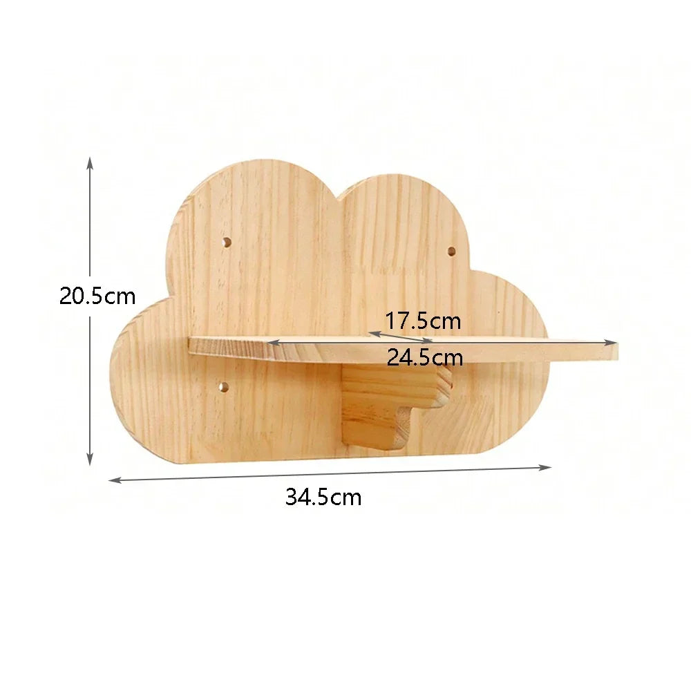 Cat Wall Mounted Climbing Wood Furniture Stairway with Hammock Cats Platform and Scratching Post for Kitten Playing and Rest